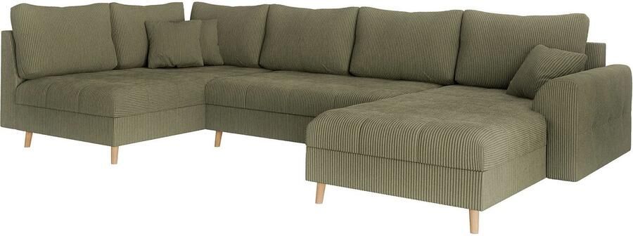 Home affaire Zithoek CHARRE U-vorm met ottomane afmetingen B D H: 310 161 81 cm fijne stiksels losse rug- en sierkussens ook in cord en bouclé - Foto 4