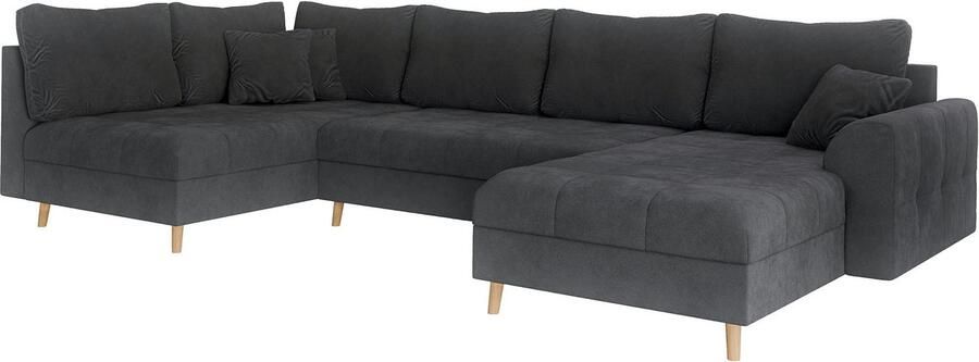 Home affaire Zithoek CHARRE U-vorm met ottomane afmetingen B D H: 310 161 81 cm fijne stiksels losse rug- en sierkussens ook in cord en bouclé - Foto 4