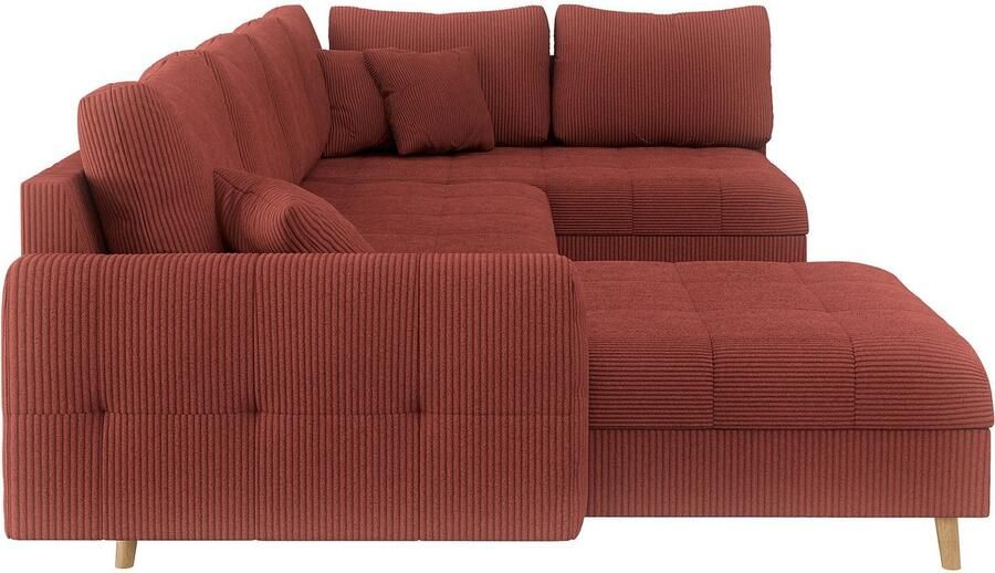 Home affaire Zithoek CHARRE U-vorm met ottomane afmetingen B D H: 310 161 81 cm fijne stiksels losse rug- en sierkussens ook in cord en bouclé - Foto 2