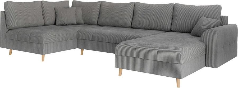 Home affaire Zithoek CHARRE U-vorm met ottomane afmetingen B D H: 310 161 81 cm fijne stiksels losse rug- en sierkussens ook in cord en bouclé - Foto 5