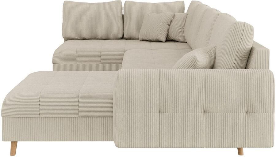 Home affaire Zithoek CHARRE U-vorm met ottomane afmetingen B D H: 310 161 81 cm fijne stiksels losse rug- en sierkussens ook in cord en bouclé - Foto 2