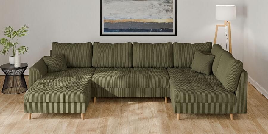 Home affaire Zithoek CHARRE U-vorm met ottomane afmetingen B D H: 310 161 81 cm fijne stiksels losse rug- en sierkussens ook in cord en bouclé - Foto 7