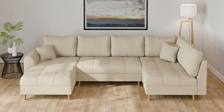 Home affaire Zithoek CHARRE U-vorm met ottomane afmetingen B D H: 310 161 81 cm fijne stiksels losse rug- en sierkussens ook in cord en bouclé - Foto 7