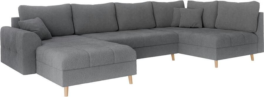 Home affaire Zithoek CHARRE U-vorm met ottomane afmetingen B D H: 310 161 81 cm fijne stiksels losse rug- en sierkussens ook in cord en bouclé - Foto 4