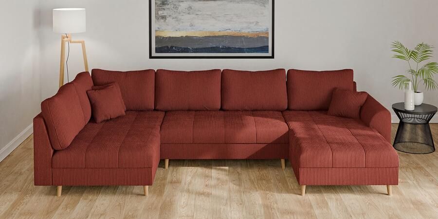 Home affaire Zithoek CHARRE U-vorm met ottomane afmetingen B D H: 310 161 81 cm fijne stiksels losse rug- en sierkussens ook in cord en bouclé - Foto 7