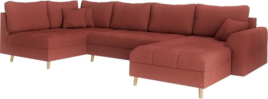 Home affaire Zithoek CHARRE U-vorm met ottomane afmetingen B D H: 310 161 81 cm fijne stiksels losse rug- en sierkussens ook in cord en bouclé - Foto 4