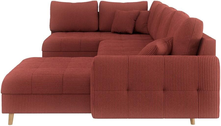 Home affaire Zithoek CHARRE U-vorm met ottomane afmetingen B D H: 310 161 81 cm fijne stiksels losse rug- en sierkussens ook in cord en bouclé - Foto 2