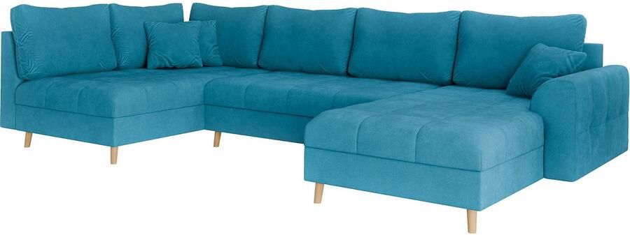 Home affaire Zithoek CHARRE U-vorm met ottomane afmetingen B D H: 310 161 81 cm fijne stiksels losse rug- en sierkussens ook in cord en bouclé - Foto 5