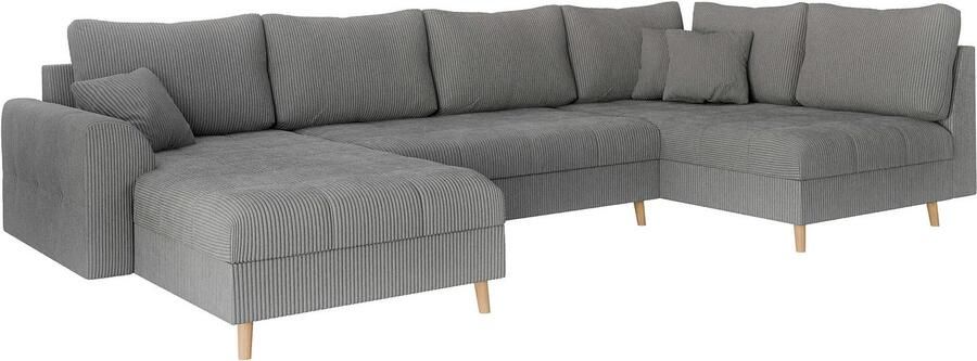 Home affaire Zithoek CHARRE U-vorm met ottomane afmetingen B D H: 310 161 81 cm fijne stiksels losse rug- en sierkussens ook in cord en bouclé - Foto 4