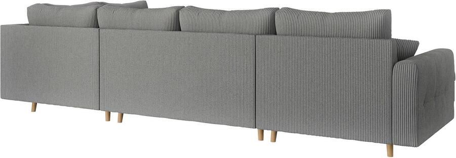 Home affaire Zithoek CHARRE U-vorm met ottomane afmetingen B D H: 310 161 81 cm fijne stiksels losse rug- en sierkussens ook in cord en bouclé - Foto 5