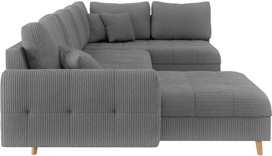 Home affaire Zithoek CHARRE U-vorm met ottomane afmetingen B D H: 310 161 81 cm fijne stiksels losse rug- en sierkussens ook in cord en bouclé - Foto 2