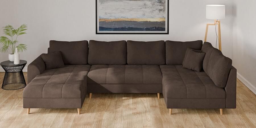 Home affaire Zithoek CHARRE U-vorm met ottomane afmetingen B D H: 310 161 81 cm fijne stiksels losse rug- en sierkussens ook in cord en bouclé - Foto 4