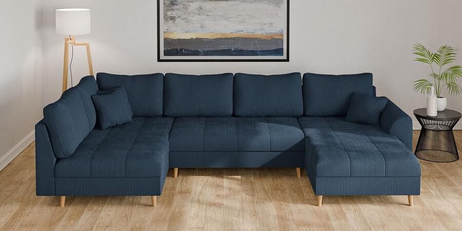 Home affaire Zithoek CHARRE U-vorm met ottomane afmetingen B D H: 310 161 81 cm fijne stiksels losse rug- en sierkussens ook in cord en bouclé - Foto 4