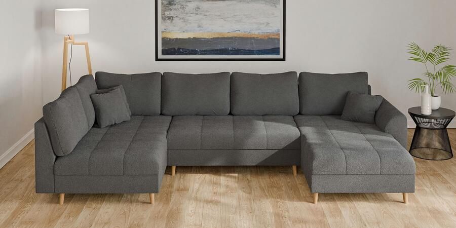 Home affaire Zithoek CHARRE U-vorm met ottomane afmetingen B D H: 310 161 81 cm fijne stiksels losse rug- en sierkussens ook in cord en bouclé - Foto 4