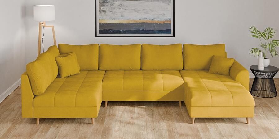 Home affaire Zithoek CHARRE U-vorm met ottomane afmetingen B D H: 310 161 81 cm fijne stiksels losse rug- en sierkussens ook in cord en bouclé - Foto 4