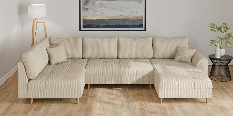 Home affaire Zithoek CHARRE U-vorm met ottomane afmetingen B D H: 310 161 81 cm fijne stiksels losse rug- en sierkussens ook in cord en bouclé - Foto 4