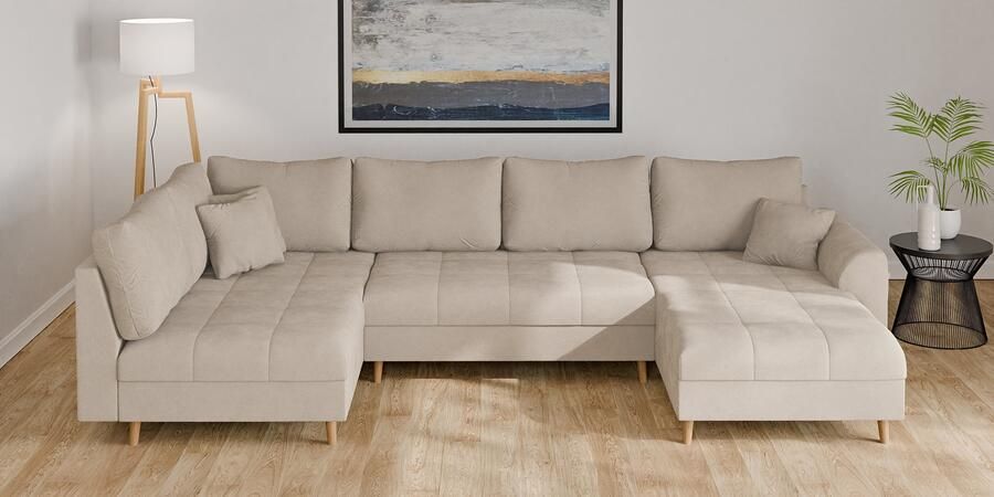 Home affaire Zithoek CHARRE U-vorm met ottomane afmetingen B D H: 310 161 81 cm fijne stiksels losse rug- en sierkussens ook in cord en bouclé - Foto 4