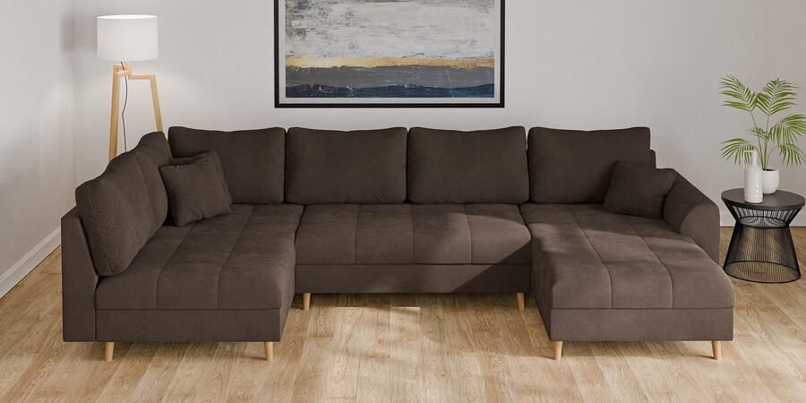 Home affaire Zithoek CHARRE U-vorm met ottomane afmetingen B D H: 310 161 81 cm fijne stiksels losse rug- en sierkussens ook in cord en bouclé - Foto 4