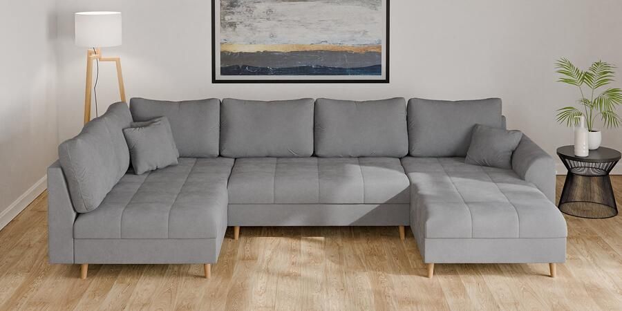 Home affaire Zithoek CHARRE U-vorm met ottomane afmetingen B D H: 310 161 81 cm fijne stiksels losse rug- en sierkussens ook in cord en bouclé - Foto 4