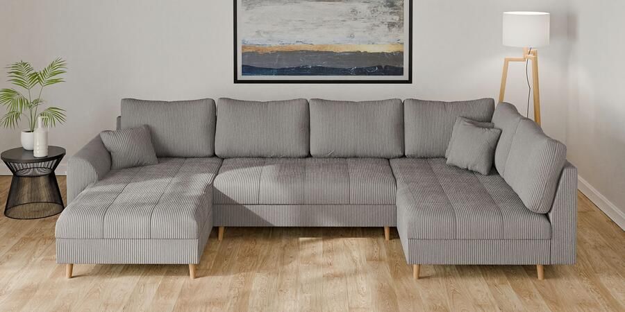 Home affaire Zithoek CHARRE U-vorm met ottomane afmetingen B D H: 310 161 81 cm fijne stiksels losse rug- en sierkussens ook in cord en bouclé - Foto 4