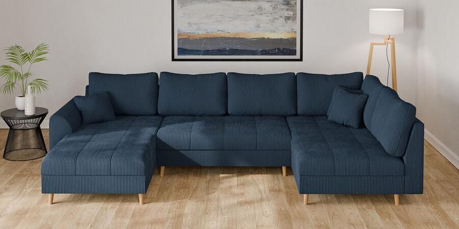 Home affaire Zithoek CHARRE U-vorm met ottomane afmetingen B D H: 310 161 81 cm fijne stiksels losse rug- en sierkussens ook in cord en bouclé - Foto 4