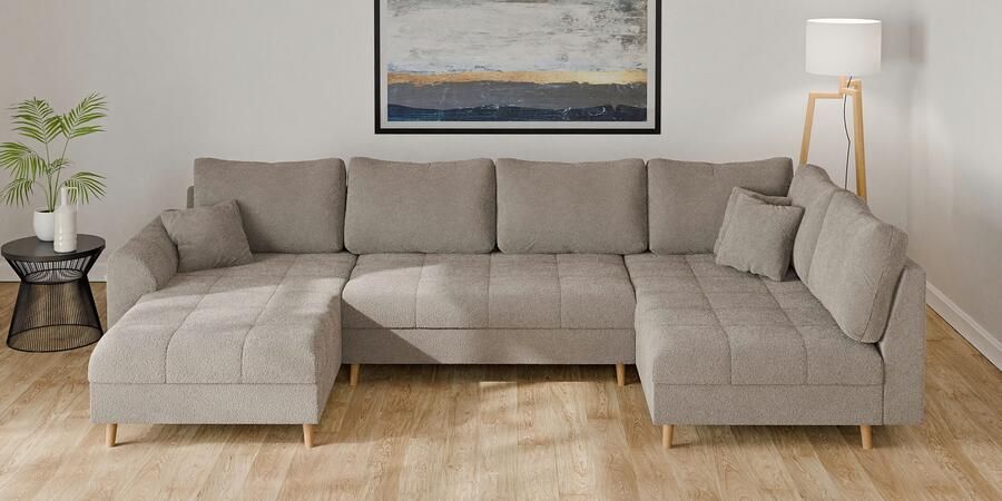 Home affaire Zithoek CHARRE U-vorm met ottomane afmetingen B D H: 310 161 81 cm fijne stiksels losse rug- en sierkussens ook in cord en bouclé - Foto 4