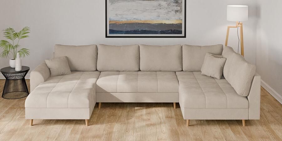 Home affaire Zithoek CHARRE U-vorm met ottomane afmetingen B D H: 310 161 81 cm fijne stiksels losse rug- en sierkussens ook in cord en bouclé - Foto 4