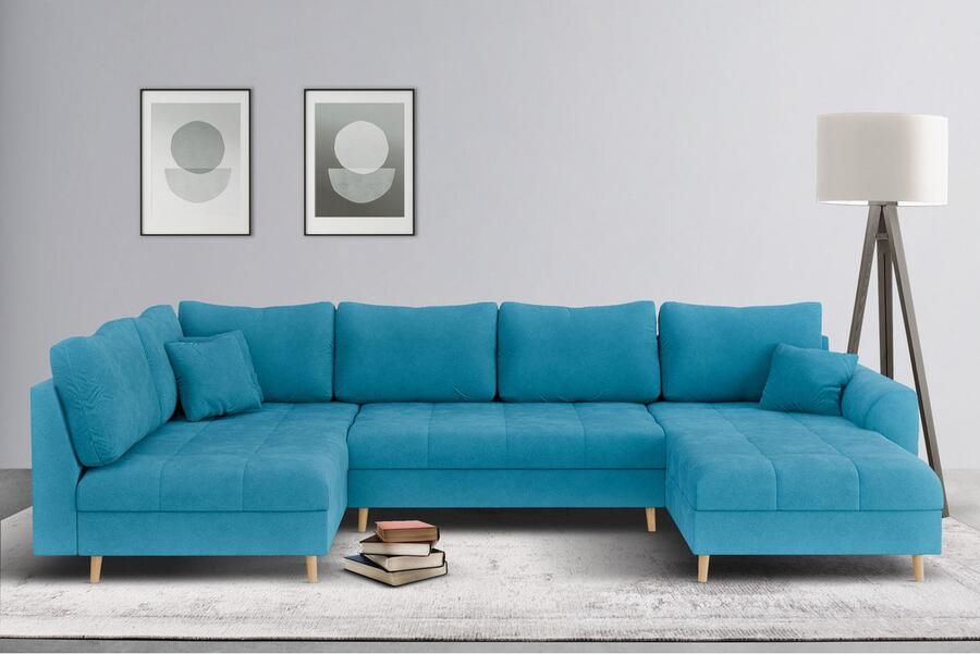 Home affaire Zithoek CHARRE U-vorm met ottomane afmetingen B D H: 310 161 81 cm fijne stiksels losse rug- en sierkussens ook in cord en bouclé