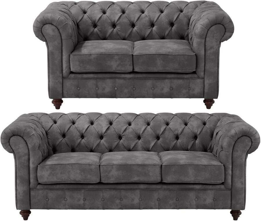 Home affaire Zithoek CHESTERFIELD hoogwaardige knoopdetails bestaande uit 2- en 3-zitsbank (2-delig) - Foto 3