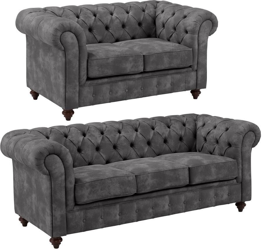 Home affaire Zithoek CHESTERFIELD hoogwaardige knoopdetails bestaande uit 2- en 3-zitsbank (2-delig)