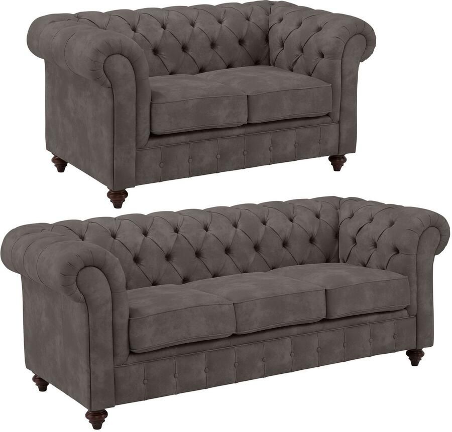 Home affaire Zithoek CHESTERFIELD hoogwaardige knoopdetails bestaande uit 2- en 3-zitsbank (2-delig)