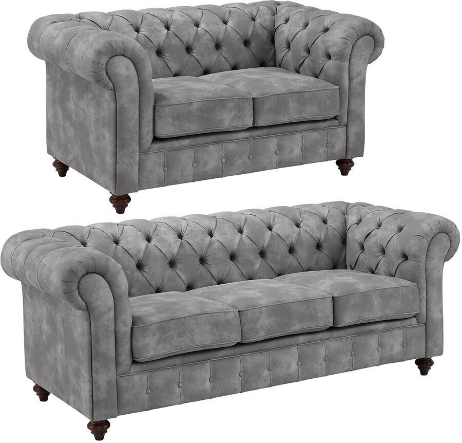 Home affaire Zithoek CHESTERFIELD hoogwaardige knoopdetails bestaande uit 2- en 3-zitsbank (2-delig)