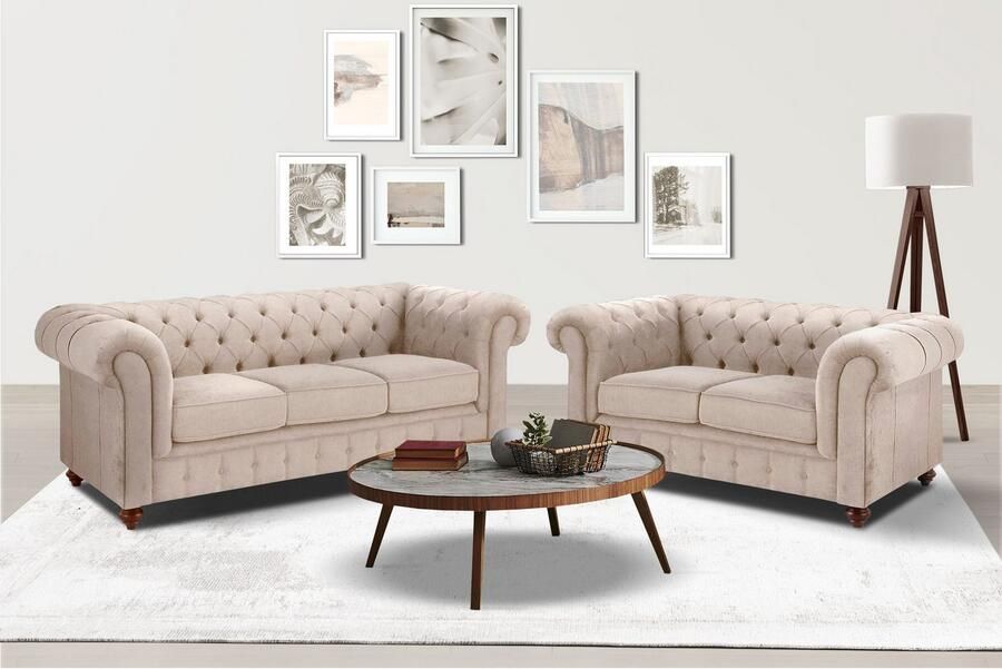 Home affaire Zithoek CHESTERFIELD hoogwaardige knoopdetails bestaande uit 2- en 3-zitsbank (2-delig) - Foto 3