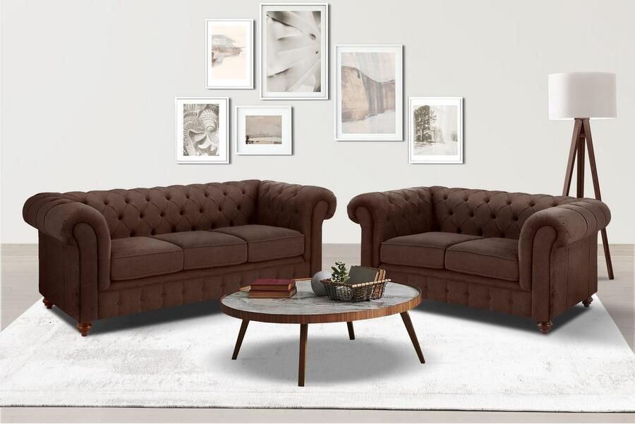 Home affaire Zithoek CHESTERFIELD hoogwaardige knoopdetails bestaande uit 2- en 3-zitsbank (2-delig) - Foto 3