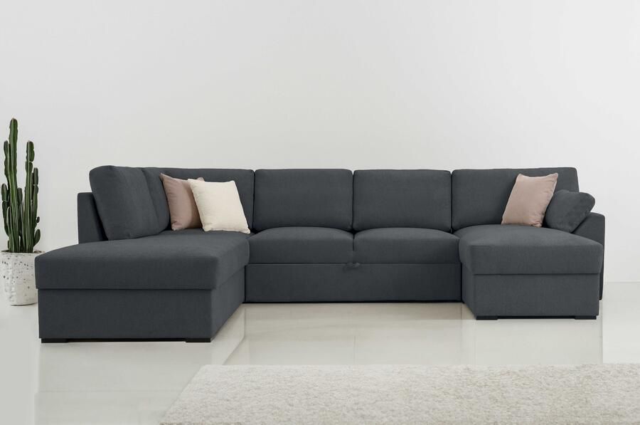 Home affaire Zithoek Citry Breedte 309 cm chenille bedfunctie bedlade U-vorm - Foto 2