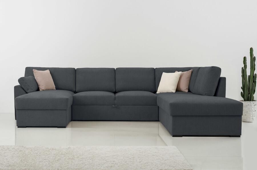 Home affaire Zithoek Citry Breedte 309 cm chenille bedfunctie bedlade U-vorm - Foto 2