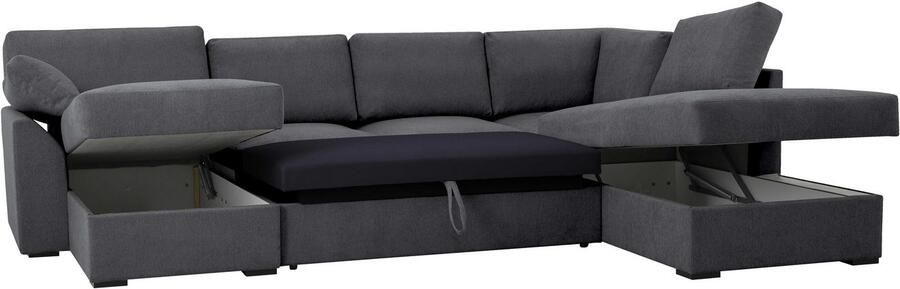 Home affaire Zithoek Citry Breedte 309 cm chenille bedfunctie bedlade U-vorm - Foto 7