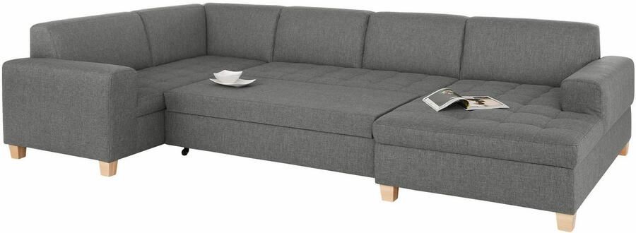 Home affaire Zithoek Corby veel ruimte en comfort U-vorm naar keuze met slaapfunctie stiksels op het zitoppervlak - Foto 3