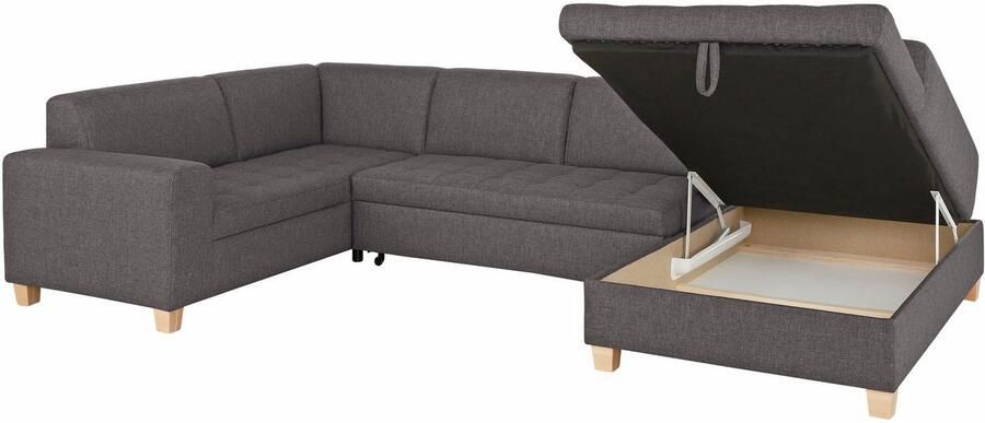 Home affaire Zithoek Corby veel ruimte en comfort U-vorm naar keuze met slaapfunctie stiksels op het zitoppervlak - Foto 5