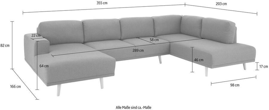 Home affaire Zithoek Lasse U-vorm in scandinavische stijl met houten poten - Foto 4