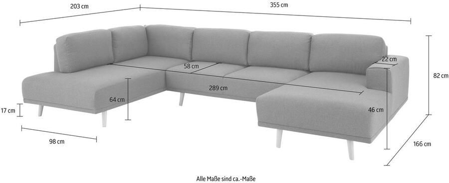 Home affaire Zithoek Lasse U-vorm in scandinavische stijl met houten poten - Foto 4