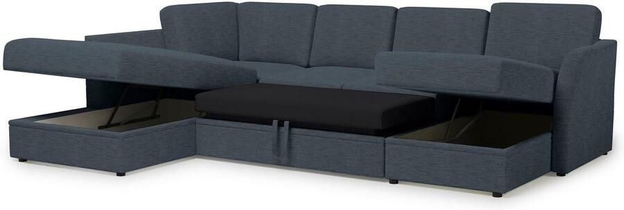 Home affaire Zithoek Lavars slaapbank met slaapfunctie en bergruimte in twee verschillende stofkwaliteiten - Foto 8