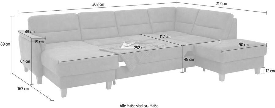 Home affaire Zithoek Palmera U-vorm Binnenvering naar keuze met slaapfunctie en met zonder bergruimte - Foto 6