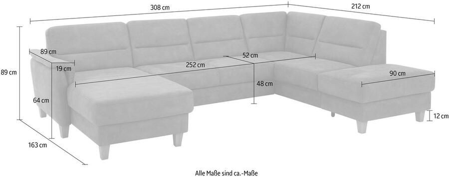 Home affaire Zithoek Palmera U-vorm Binnenvering naar keuze met slaapfunctie en met zonder bergruimte - Foto 5