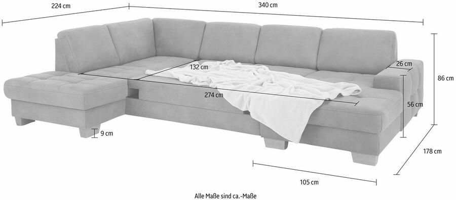 Home affaire Zithoek Puccini U-vorm met binnenvering zitdiepteverstelling contrastnaad - Foto 8