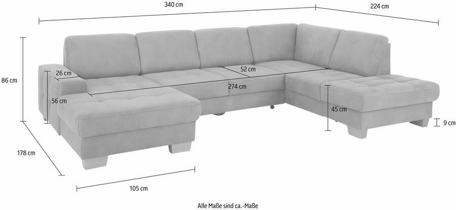 Home affaire Zithoek Puccini U-vorm met binnenvering zitdiepteverstelling contrastnaad - Foto 10