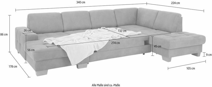 Home affaire Zithoek Puccini U-vorm met binnenvering zitdiepteverstelling contrastnaad - Foto 7