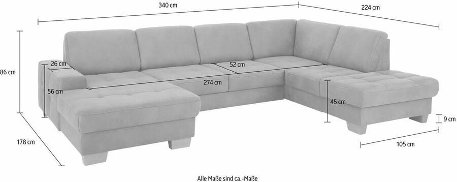 Home affaire Zithoek Puccini U-vorm met binnenvering zitdiepteverstelling contrastnaad - Foto 6