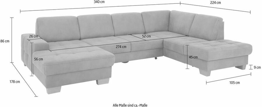 Home affaire Zithoek Puccini U-vorm met binnenvering zitdiepteverstelling contrastnaad - Foto 4