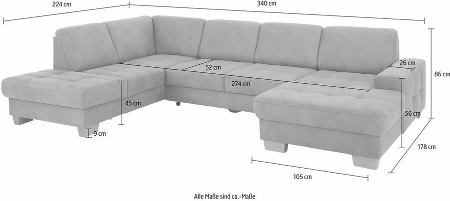 Home affaire Zithoek Puccini U-vorm met binnenvering zitdiepteverstelling contrastnaad - Foto 4